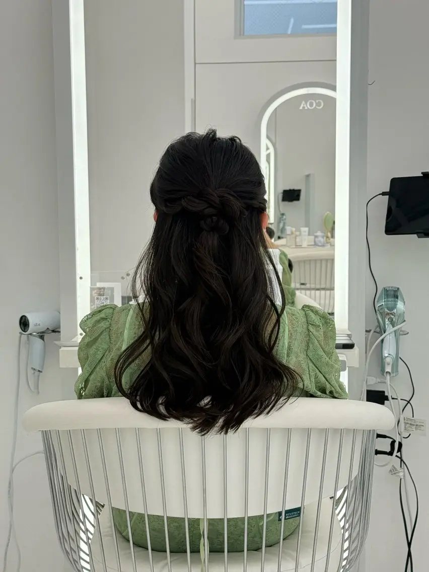 ロング ヘアセット アレンジ透明感カラー 縮毛　表参道　濱田のヘアスタイル