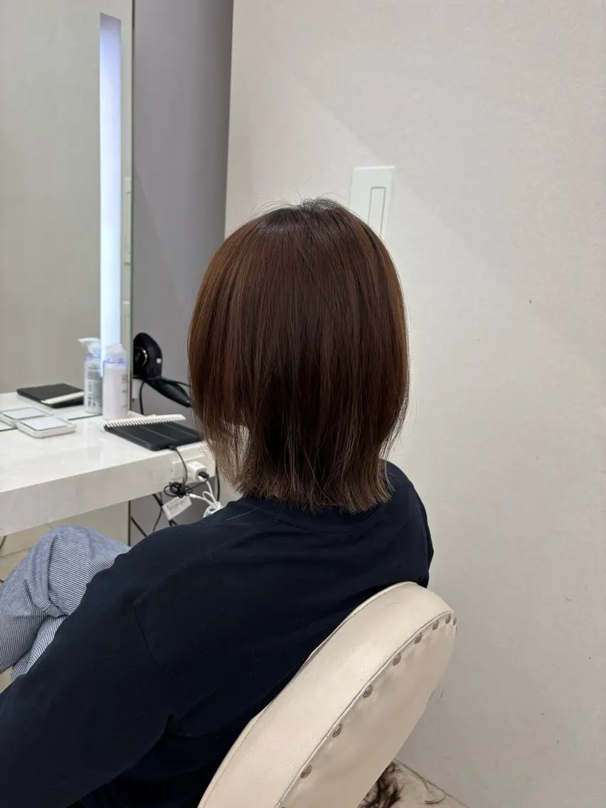 ミディアム カラー ボブレイヤー ボブ レイヤーカット 🫧ロングレイヤー 韓国透明感カラー🫧のヘアスタイル