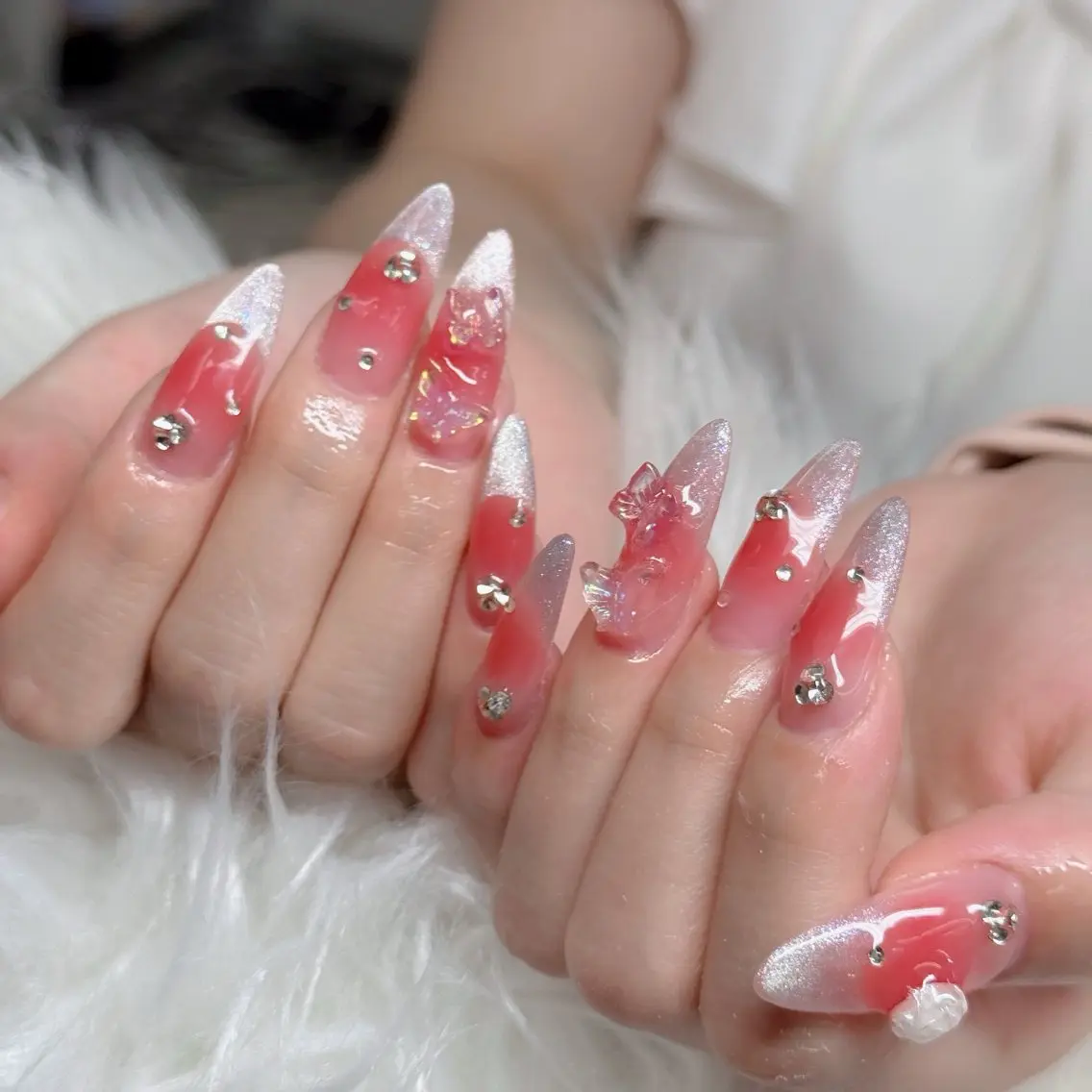 ネイル フットネイル フレンチネイル グラデーション 韓国ネイル ロングネイル ハンドネイル Hani Nail Salonのネイルデザイン