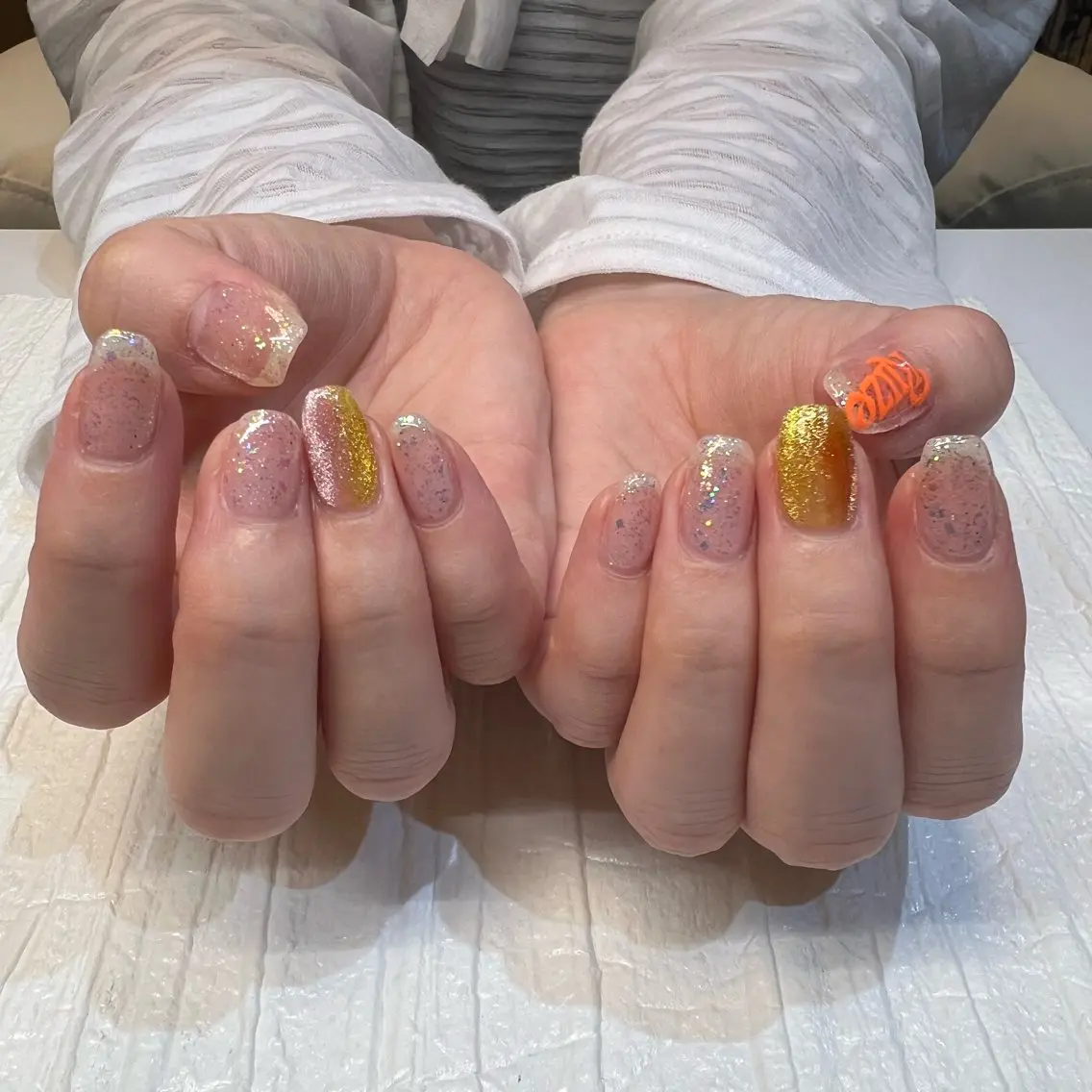 ネイル フットネイル ショートネイル 森のさんぽ道のネイルデザイン