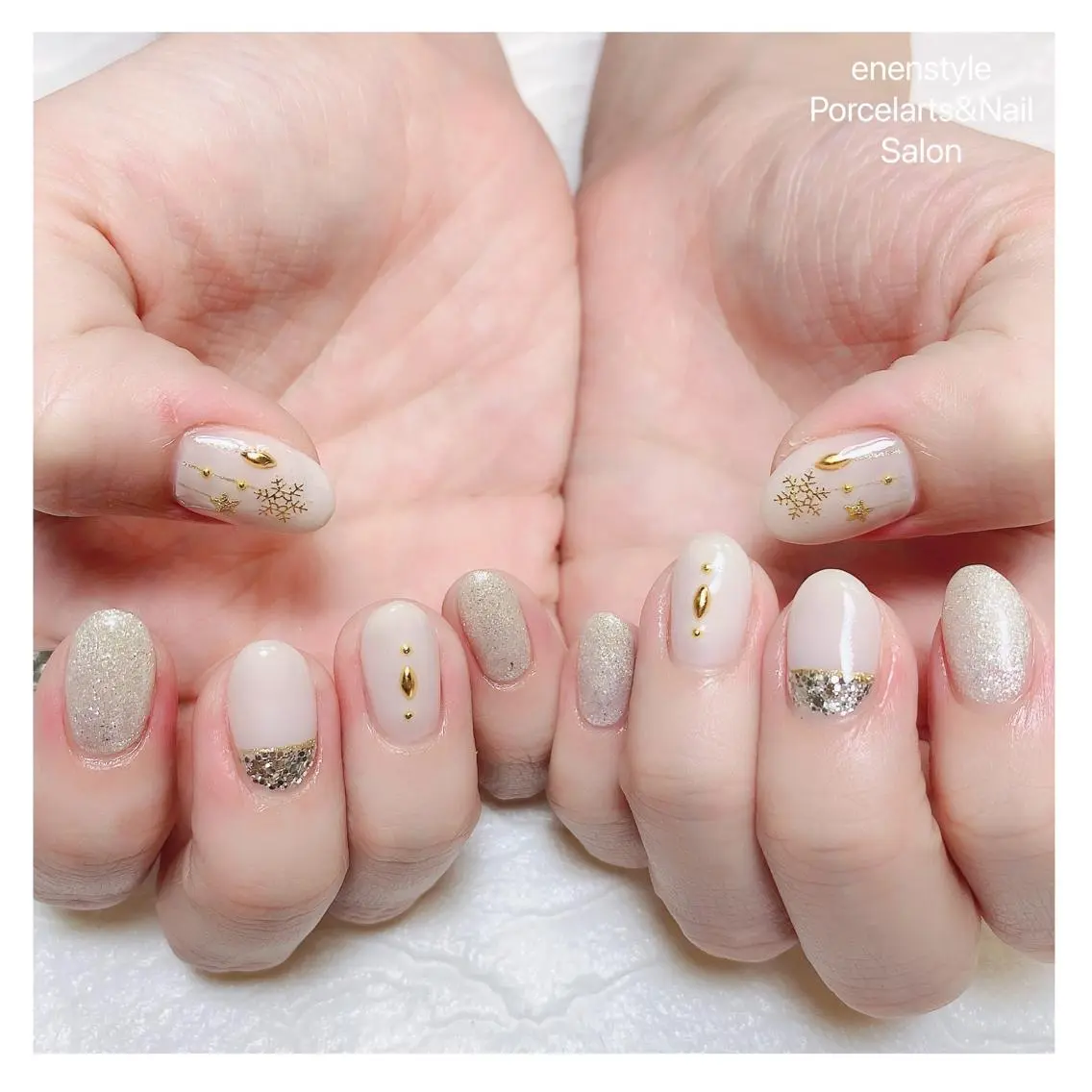 ミディアム ネイル ハンドネイル 🐾enen style 🐾のネイルデザイン