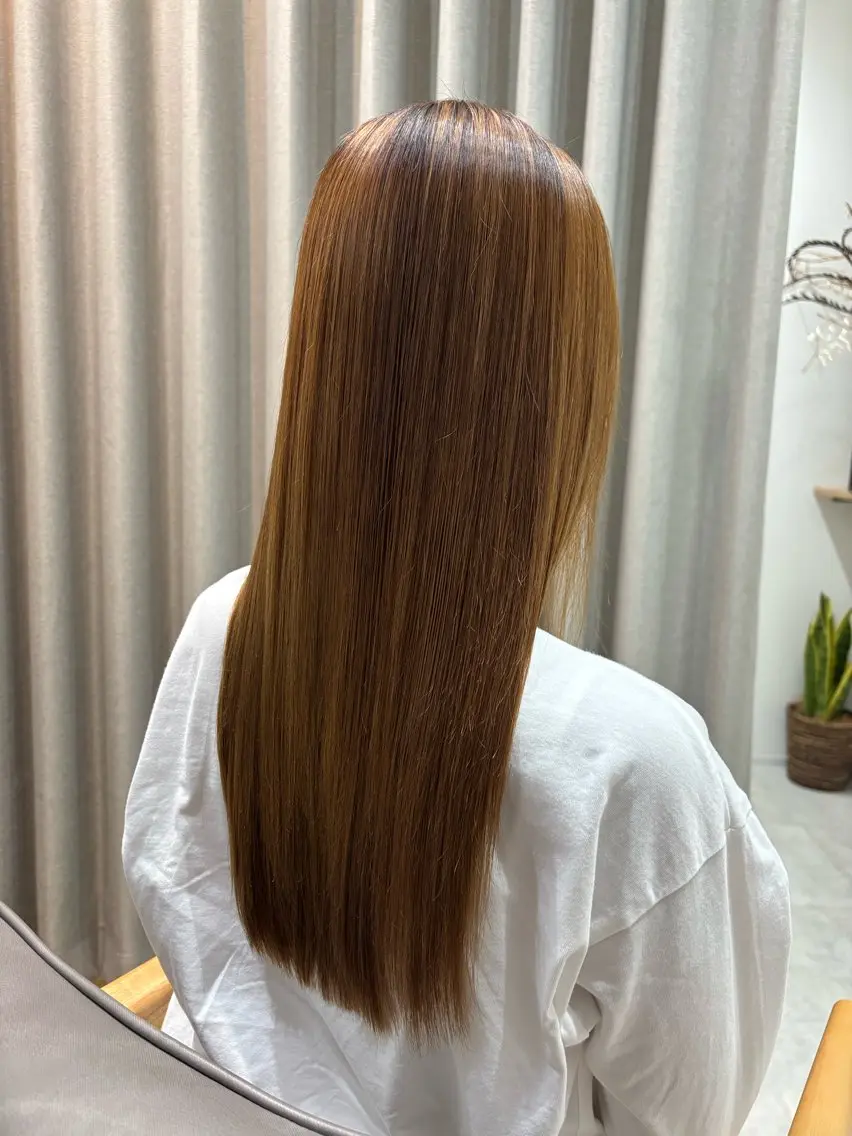 ロング カラー パーマ ストレートパーマ 🤍美髪縮毛/髪質 改善/池上夏凜🤍のヘアスタイル