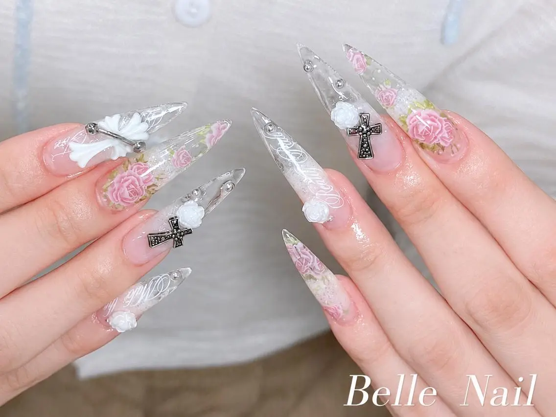ネイル オーロラネイル 長さ出し フットネイル フレンチネイル ジェルネイル YUNA Belle Nail 池袋のネイルデザイン