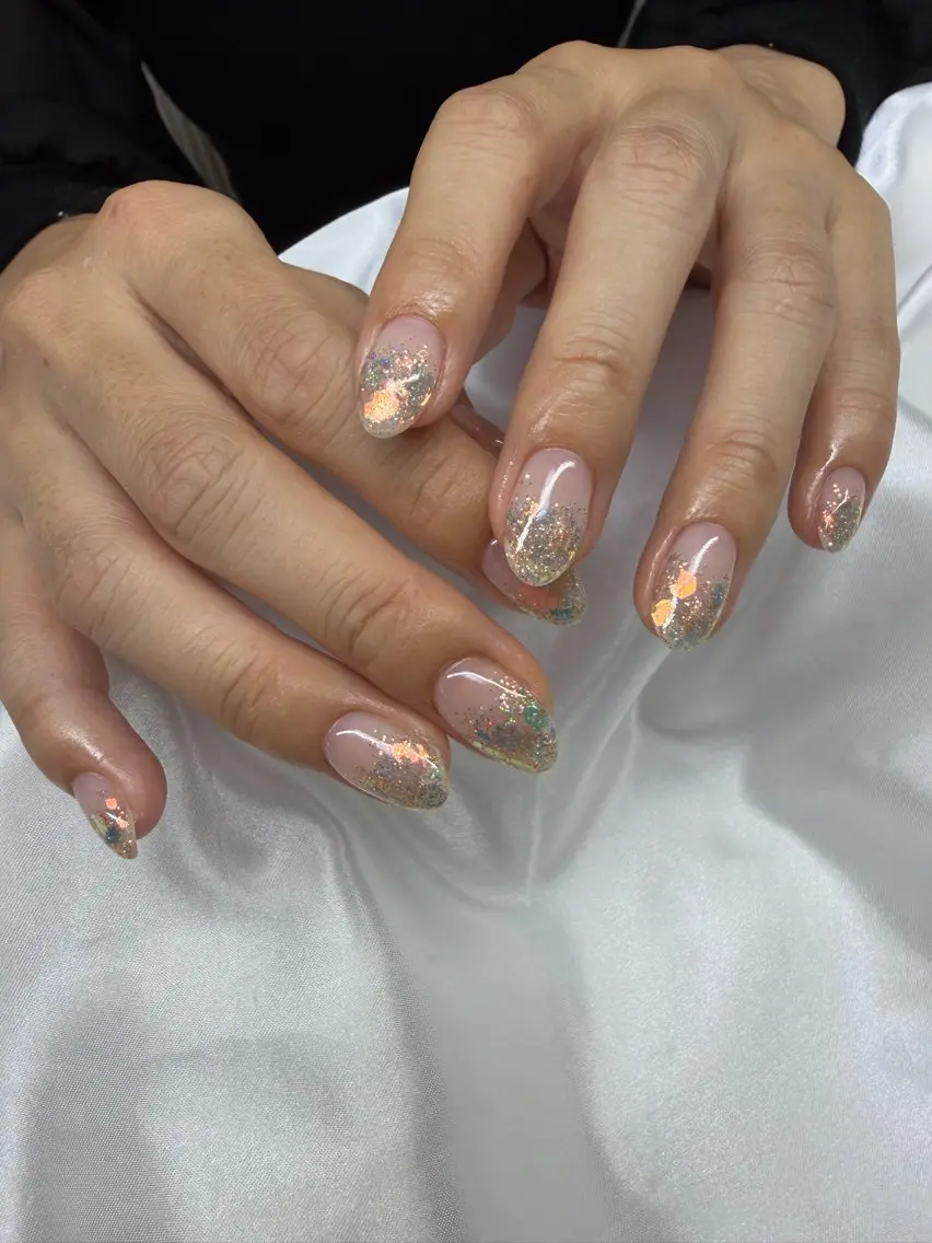 ネイル グラデーション ラメ(グリッター) ラメグラデーション ハンドネイル Mynail プライベートサロンのネイルデザイン