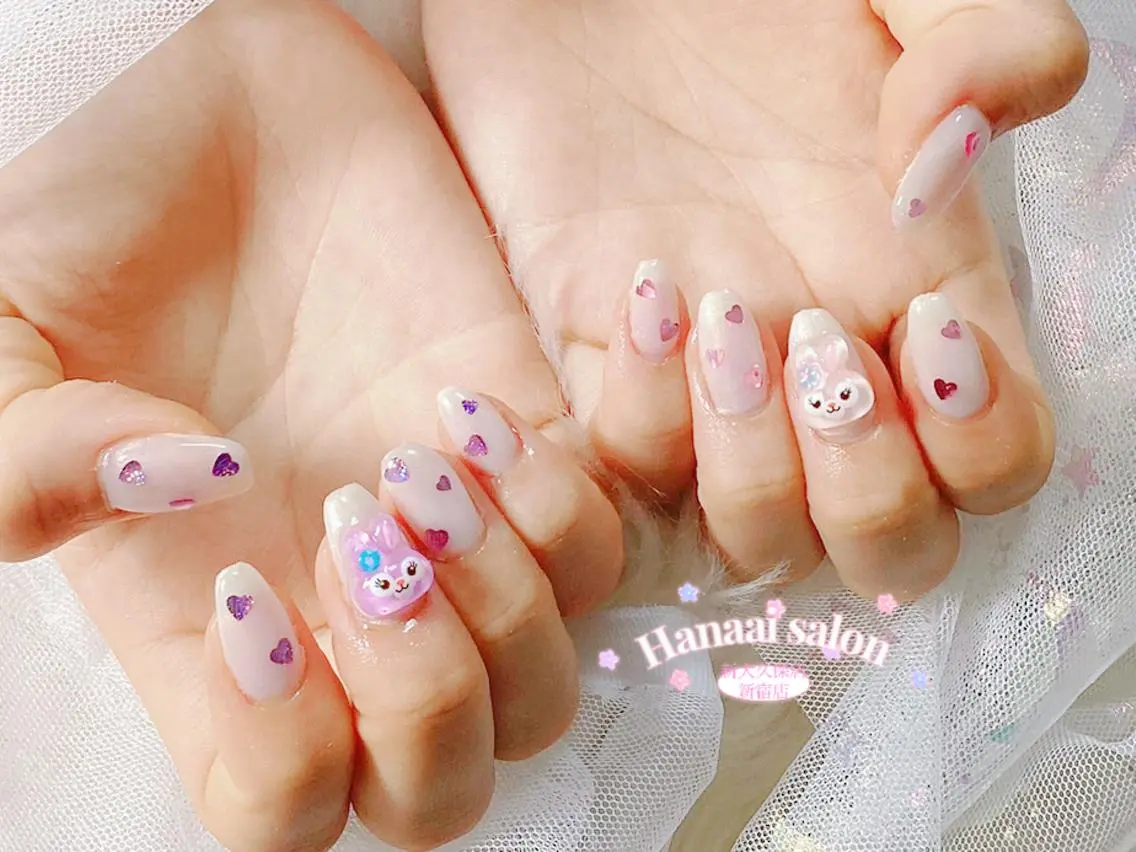 ネイル アートネイル フラッシュネイル フットネイル ジェルネイル グラデーション Hanaai Salon新大久保店のネイルデザイン