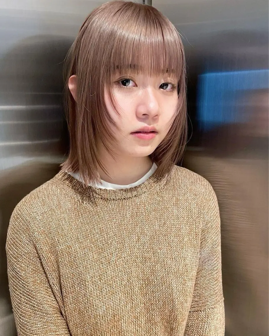 ミディアム 透明感カラー/顔周り カット/ののか💞のヘアスタイル