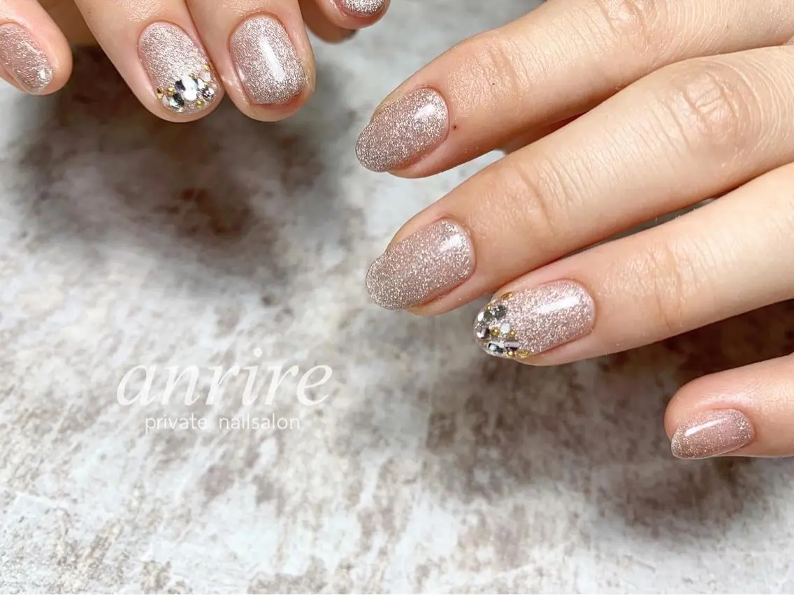 ネイル フラッシュネイル ジェルネイル キラキラネイル マグネットネイル ワンカラーネイル ハンドネイル nailsalon anrireのネイルデザイン