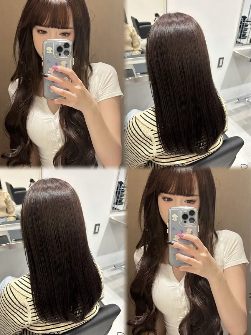 ロング カラー ベージュカラー ブリーチ ブラウンカラー カシス グレージュ カット ヘアカラー トリートメント 🎀韓国ヘア× 透明感カラー🎀正源のヘアスタイル