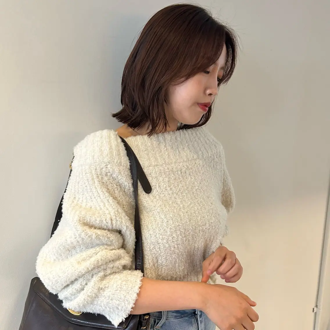 ミディアム カラー ボブレイヤー 透明感カラー ボブ 顔まわりレイヤー 顔周りカット カット ヘアカラー トリートメント nonoka オリーブ/レイヤーのヘアスタイル