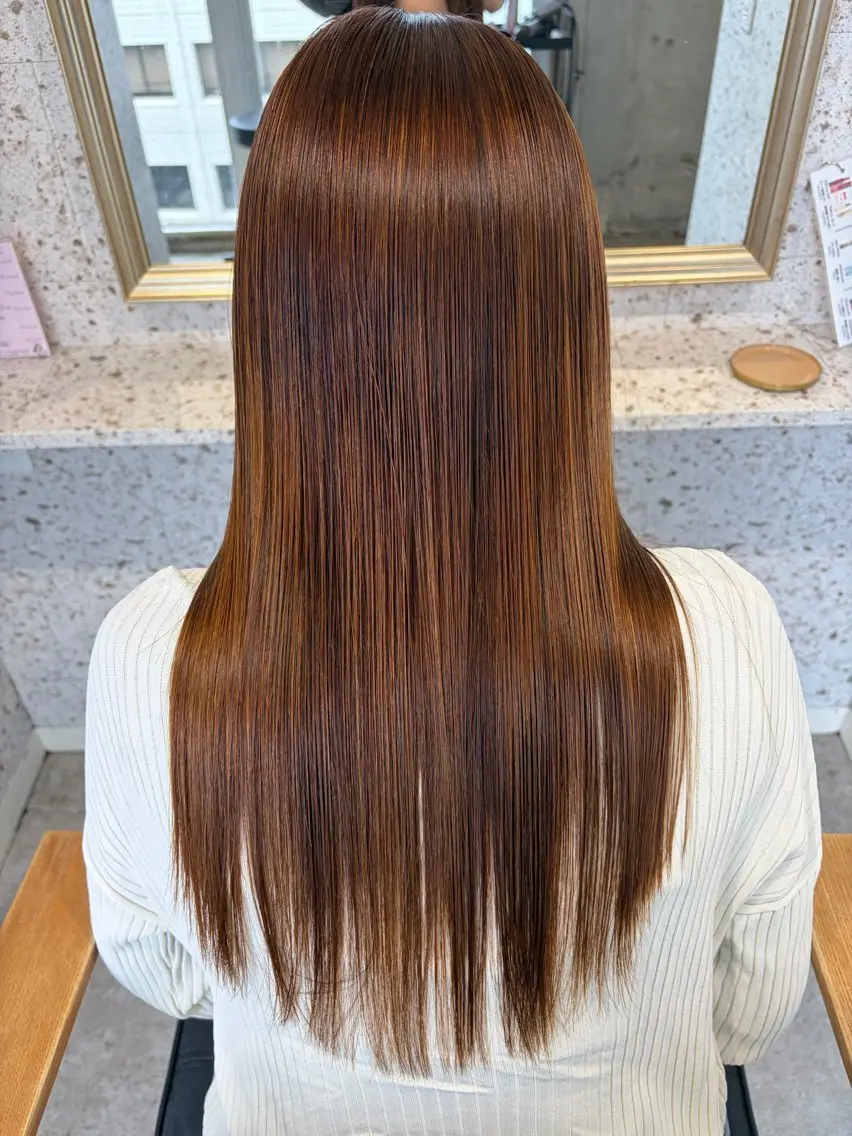 セミロング ハイライト 縮毛矯正 酸性ストレート 縮毛矯正 [lani ] konatsuのヘアスタイル