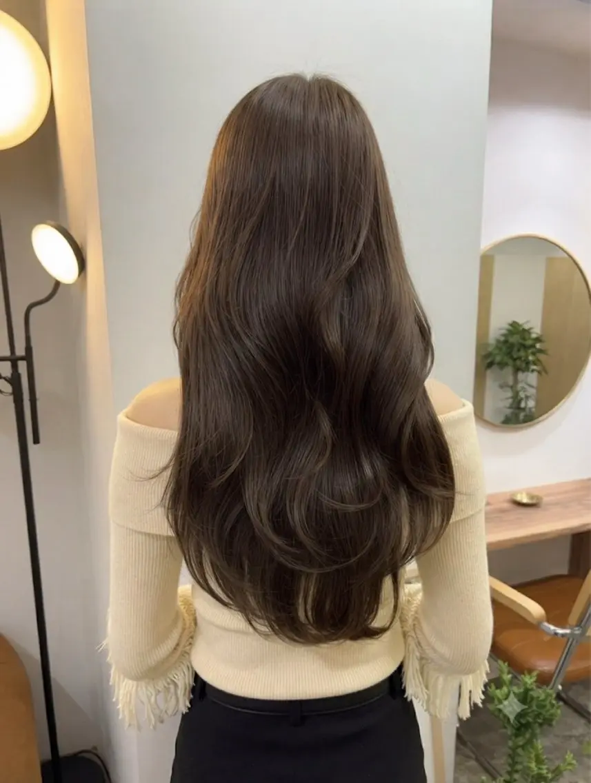 ロング カラー カット ヘアカラー トリートメント まさと/ヘーゼルベー ジュ/レイヤーカットのヘアスタイル