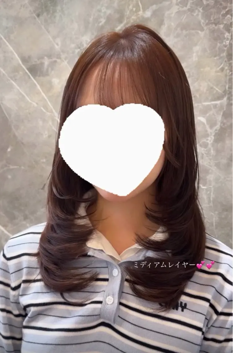 ミディアム カラー カット ヘアカラー レイヤー透明感カラー ブリーチ🎀オトハのヘアスタイル
