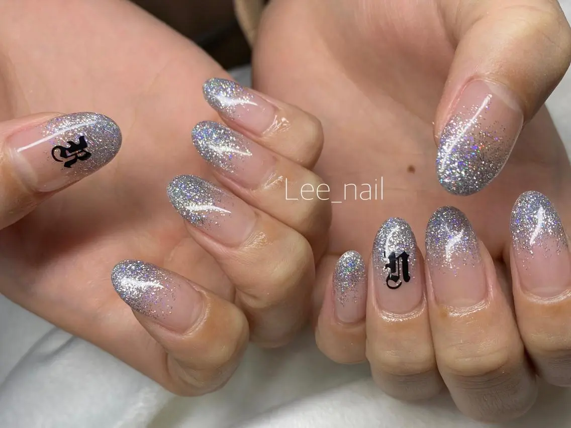 ネイル グラデーション ラメ(グリッター) ラメグラデーション ワンカラーネイル ハンドネイル Lee_ nailのネイルデザイン