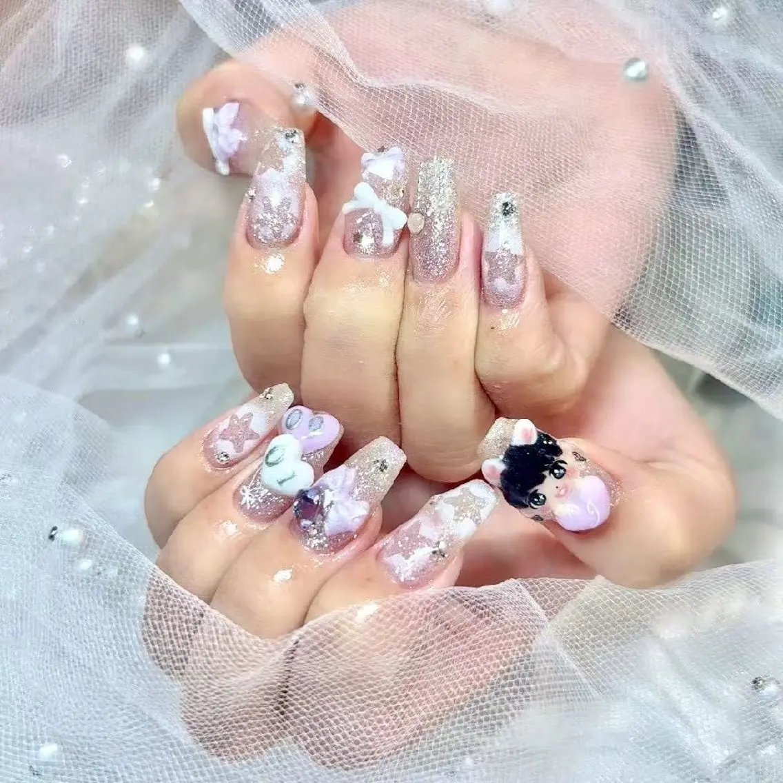 🎀【推し活に♡】推しネイル｜アート10本＋パーツ・ストーン込み¥8500の写真