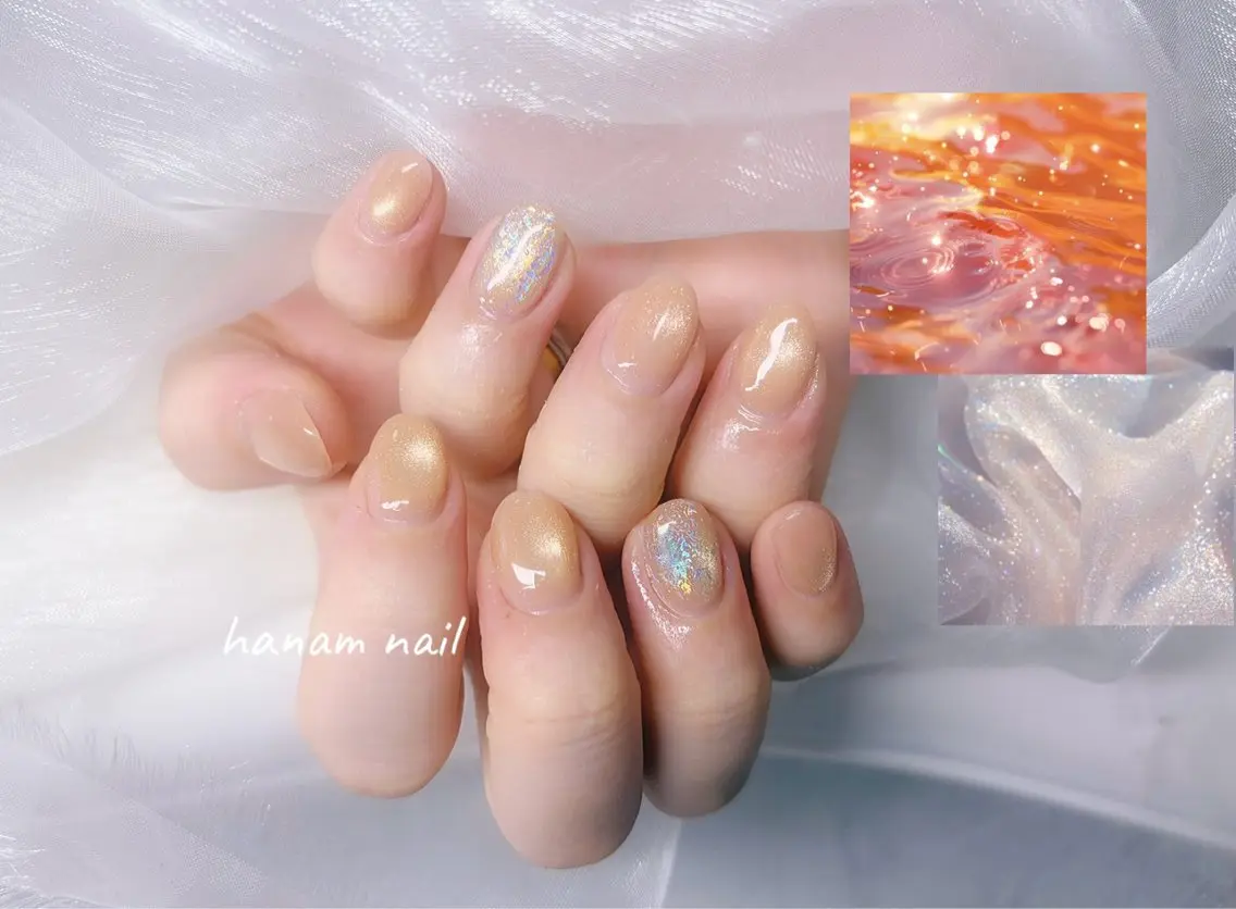 ネイル キラキラネイル マグネットネイル マグネットワンカラー ワンカラーネイル シルバー ハンドネイル hanam nail 🌿🩵ハナムネイルのネイルデザイン