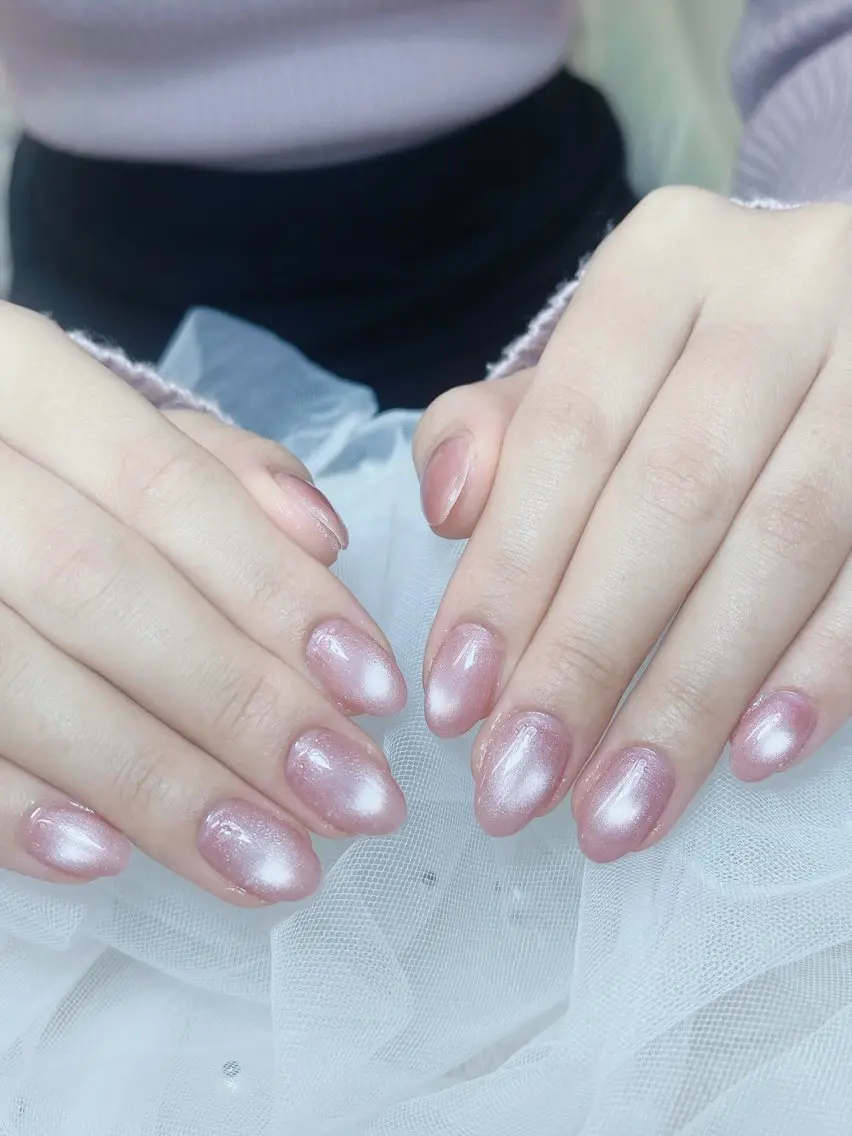 ネイル チークネイル フレンチネイル グラデーション キラキラネイル 韓国ネイル ハンドネイル DUO   MI nail salonのネイルデザイン