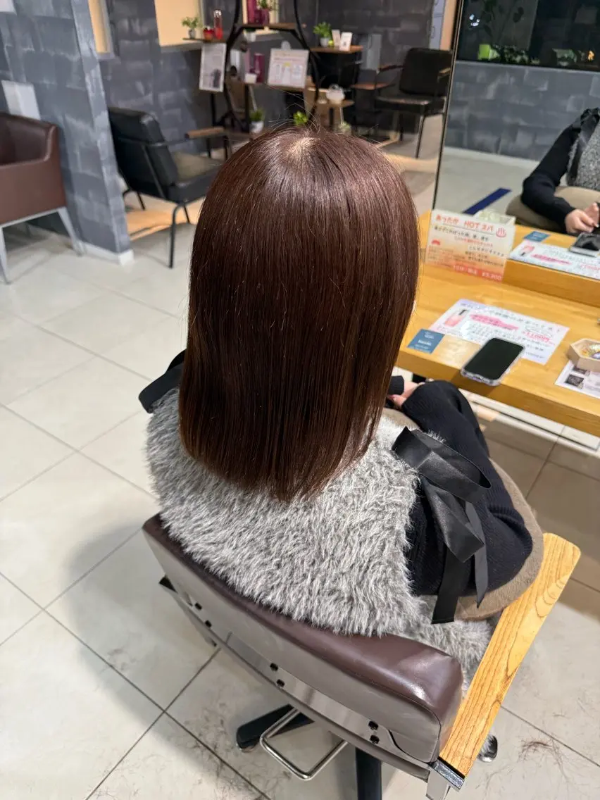 ミディアム カラー ブリーチ ブラウンカラー ブリーチなしカラー ボブ 🤎柔らかモテカラー 🌟佐藤壮也🌟のヘアスタイル