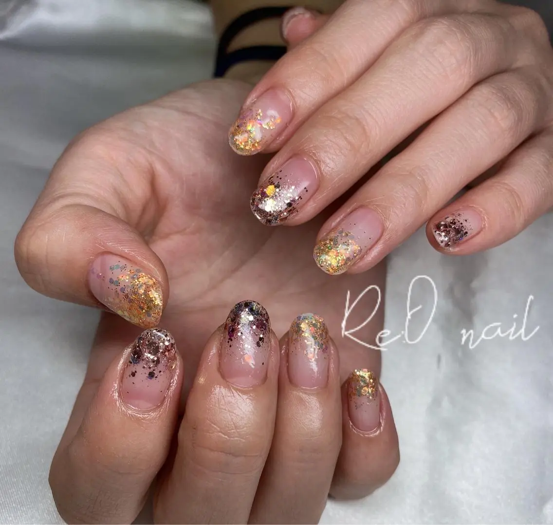 ネイル ラメ(グリッター) ラメグラデーション Re:Ø nail 🩵TSUJIのネイルデザイン