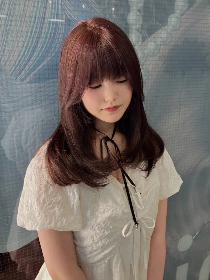 セミロング カラー ブリーチ ブラウンカラー ブリーチなしカラー ピンクカラー ピンクブラウン Hanaka 🪷のヘアスタイル