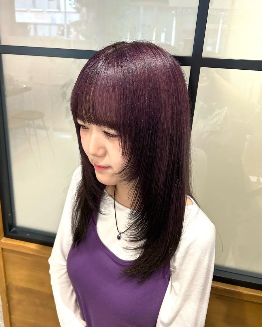 ロング ヘアカラー やなぎさわ はるなのヘアスタイル