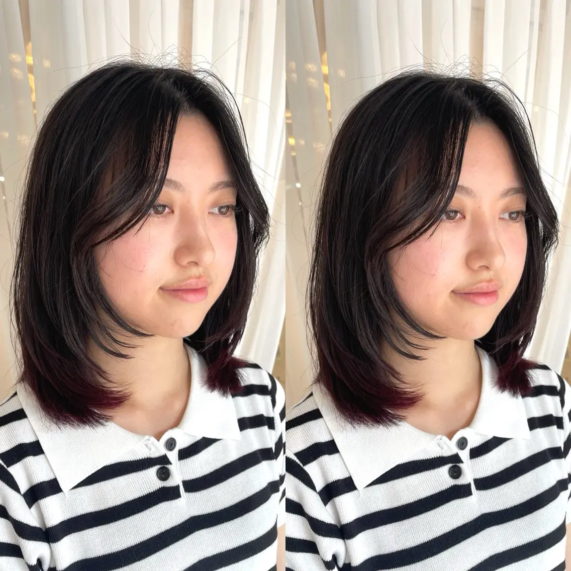 ミディアム カラー ミディアムレイヤー ピンクカラー レイヤーカット カット ヘアカラー トリートメント ヘアセット ブリーチ無しダブル カラー🦕まどかのヘアスタイル