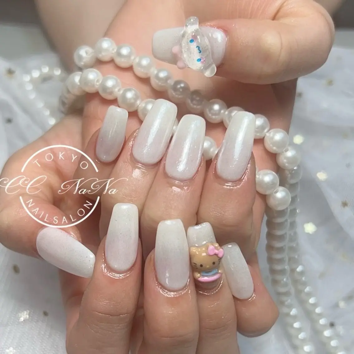 ネイル スカルプネイル 夏ネイル ハンドネイル 💎CC・NaNa 韓国風ネイル🌙Cのネイルデザイン