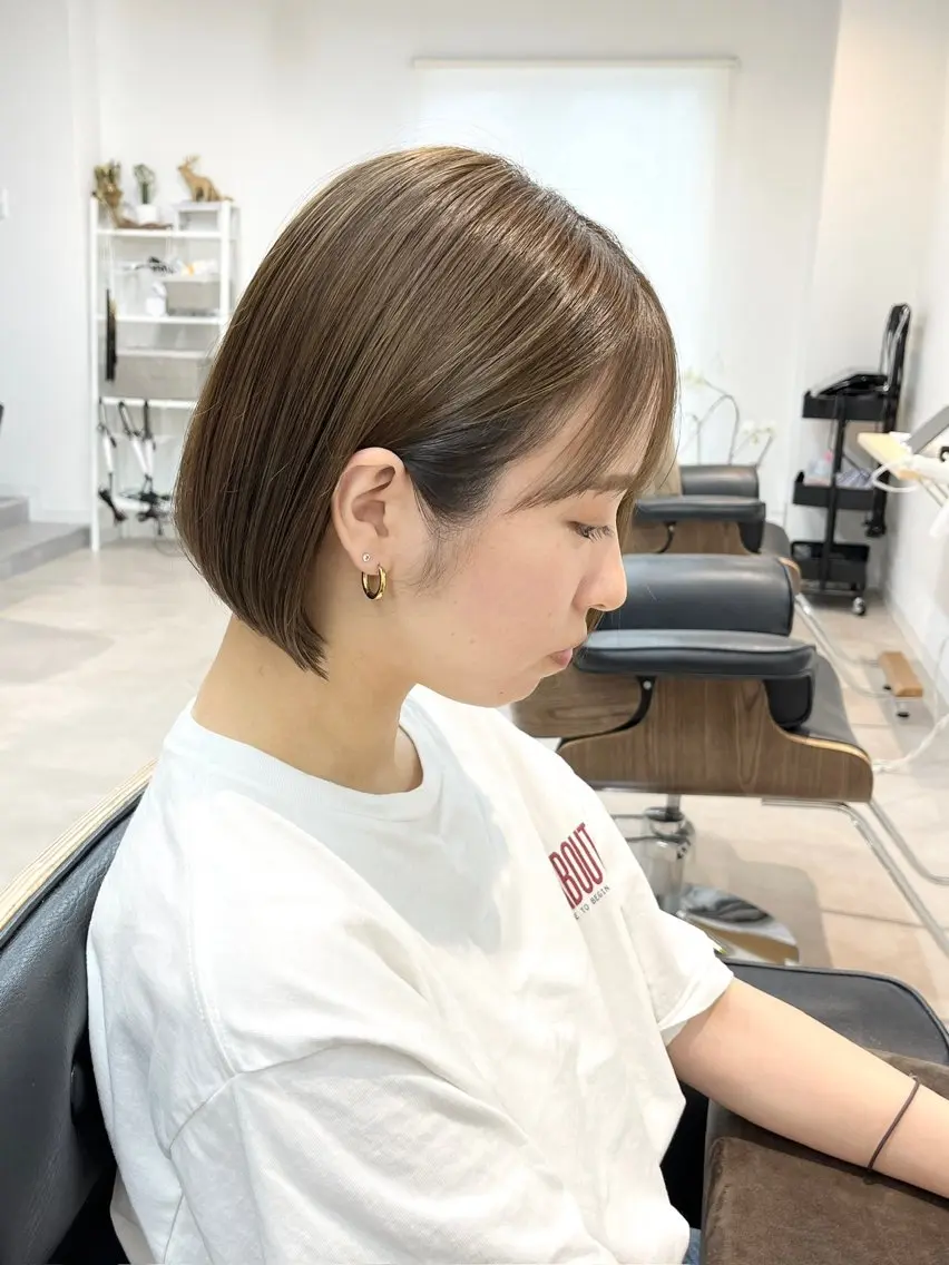 ミディアム カット ヘアカラー トリートメント 🧸🤍船橋/ボブ /toto.Momoのヘアスタイル