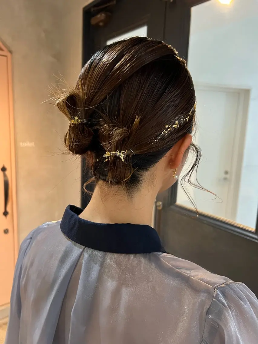 ミディアム カラー ヘアアレンジ ヘアセット ツキノキ　ミナ 8月から西梅田店のヘアスタイル