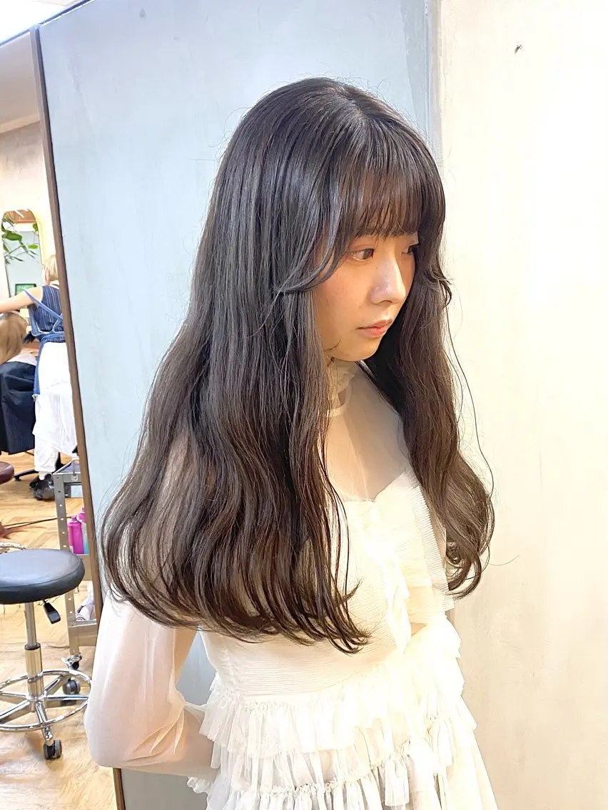 ロング カラー パーマ ヘアアレンジ ブリーチ ブリーチなしカラー ハル🌸柔色/ ブリーチなし/艶髪のヘアスタイル