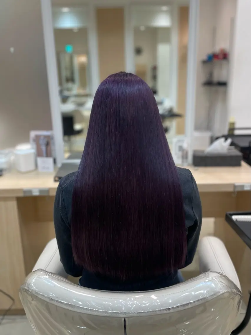 ロング カラー ブリーチ カシス パープルカラー ヘアカラー トリートメント ☆Ash中目黒 浦野遥☆*。のヘアスタイル