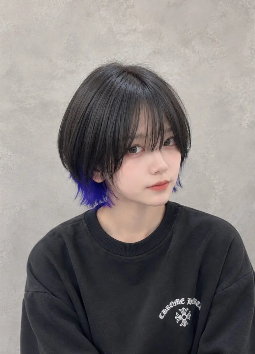 ショート カラー ボブレイヤー ブルーカラー ブルーラベンダー ラベンダーカラー ボブ カット ヘアカラー トリートメント 【enil代表】 杉林和哉のヘアスタイル