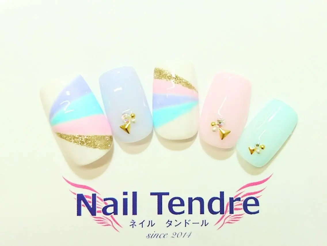 ネイル アートネイル ジェルネイル ソフトジェル ストーンネイル ハンドネイル Nail  Tendreのネイルデザイン