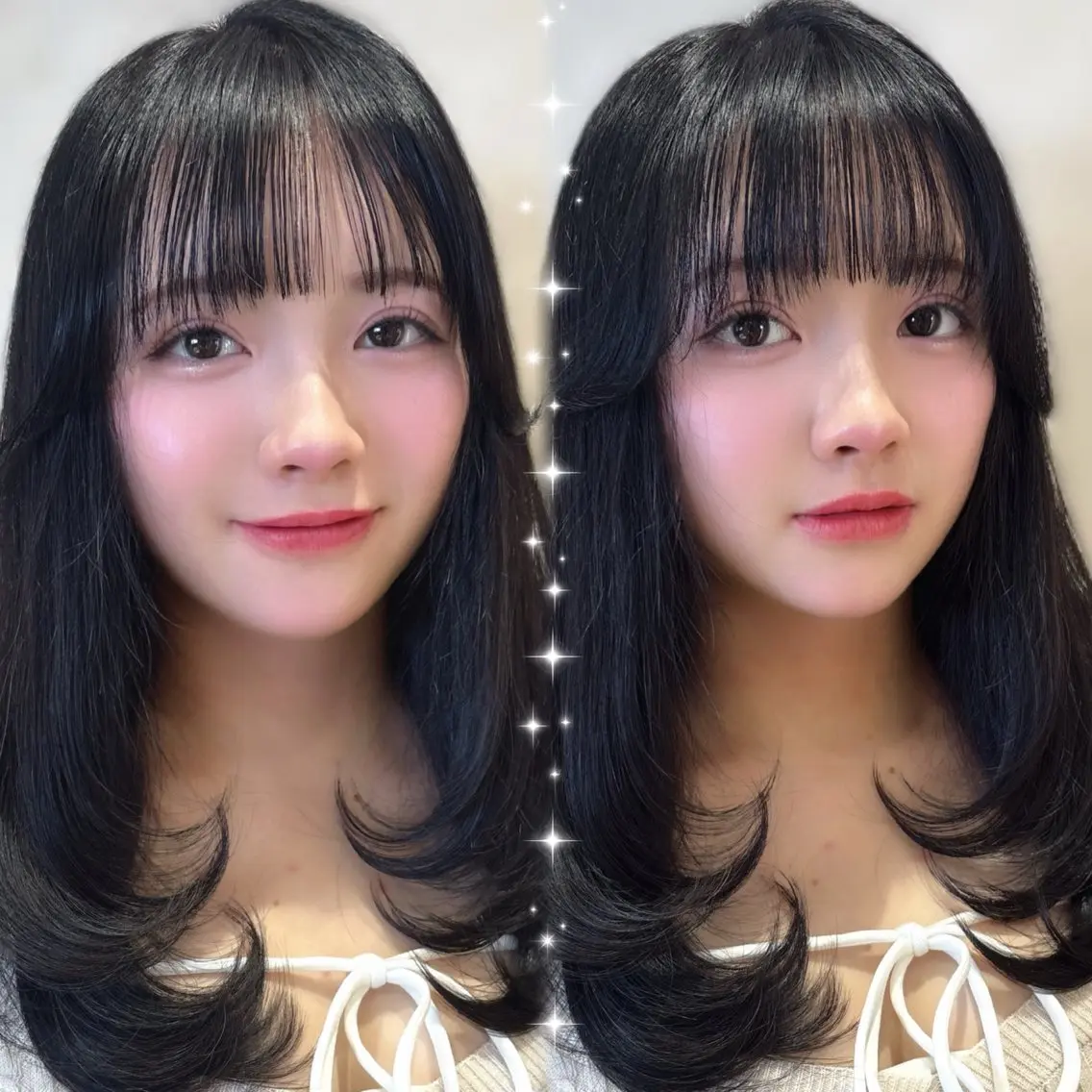セミロング カット ヘアカラー トリートメント 上品♡韓国レイヤー 🤍のの🤍のヘアスタイル