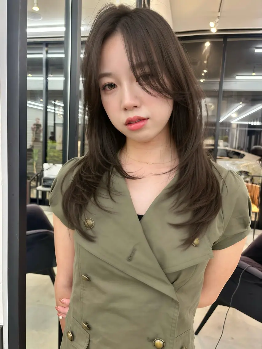 ロング カラー カット ヘアカラー トリートメント 韓国風レイヤーカット 松葉翔のヘアスタイル