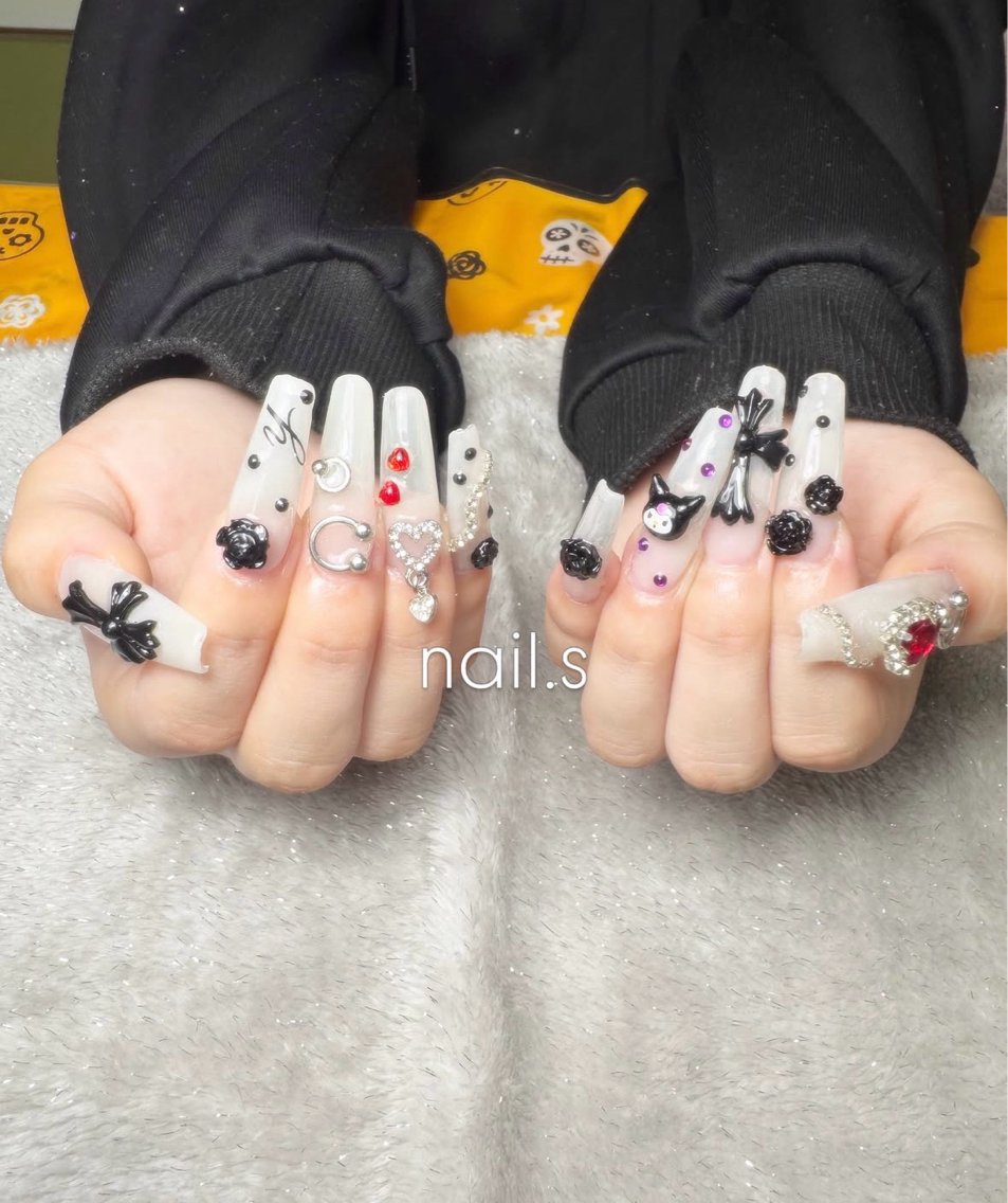 ネイル 長さ出し ロングネイル ホワイト ハンドネイル nail.s misatoのネイルデザイン