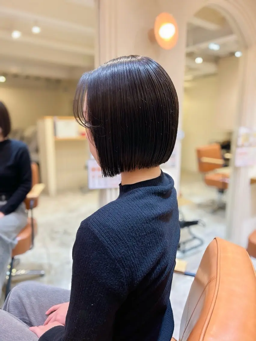 ミディアム 切りっぱなしボブ ボブ 山﨑弓夢/ 撮影モデル/ボブのヘアスタイル