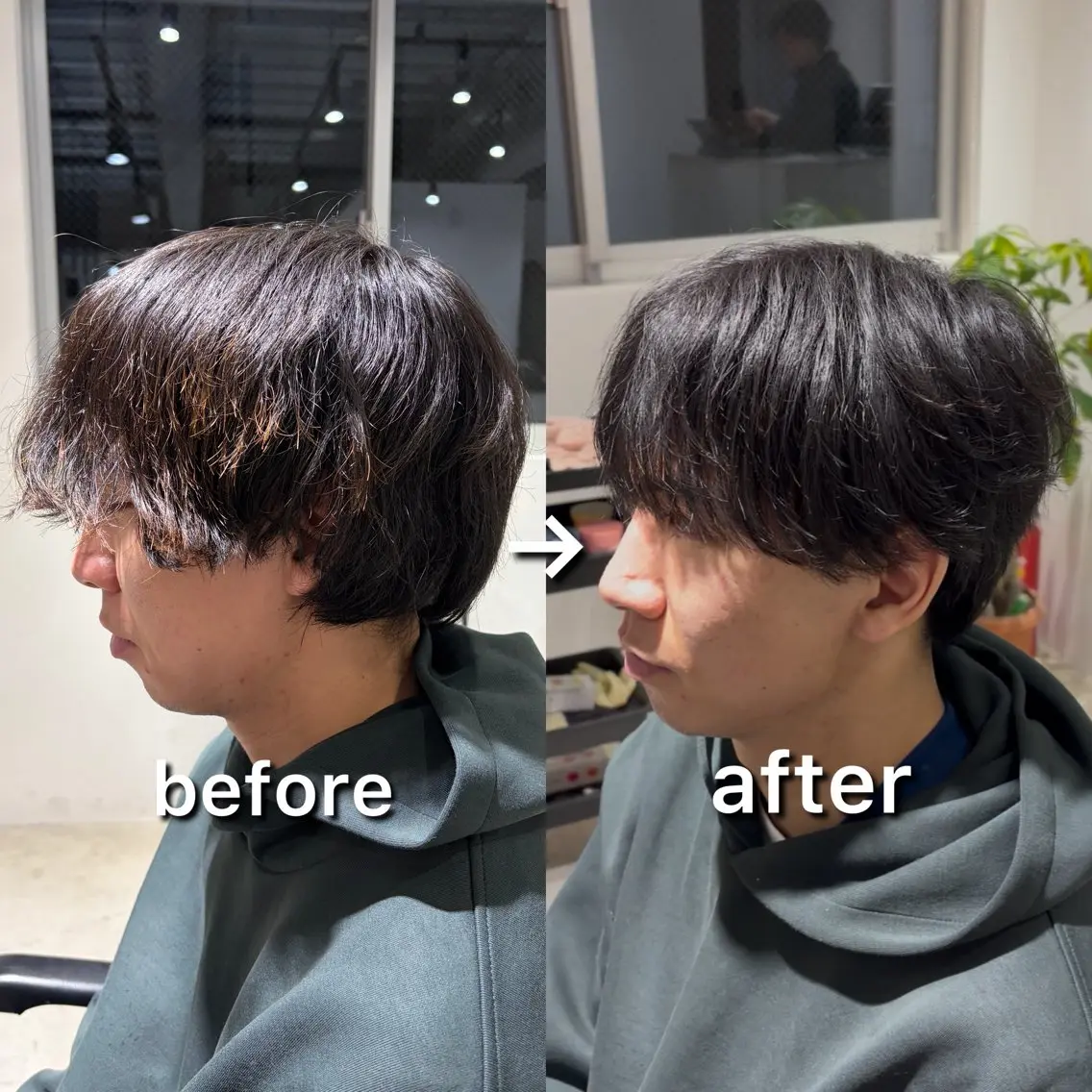 ミディアム メンズ マッシュ シースルーマッシュ メンズパーマ Dover島村祐輝のヘアスタイル