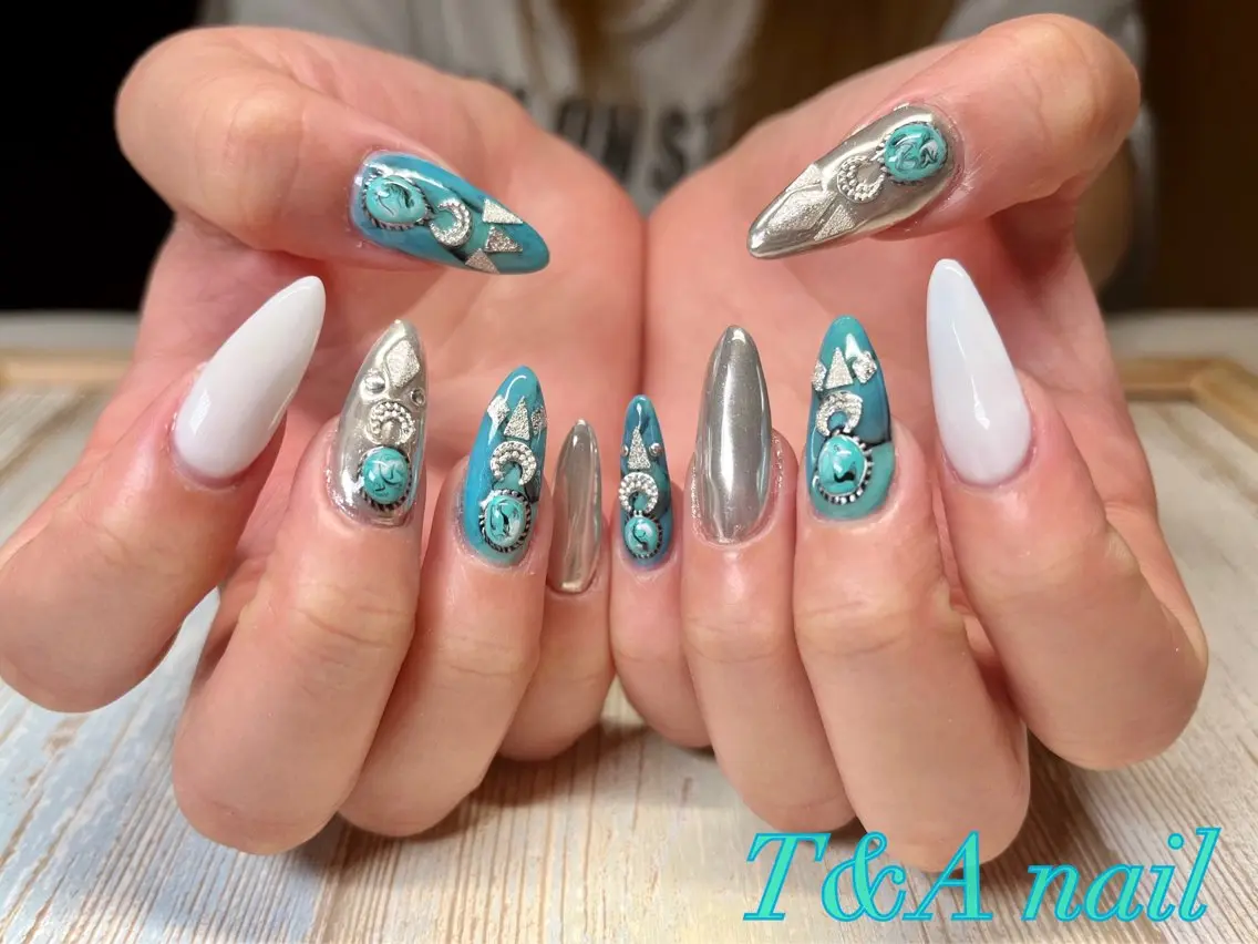 ネイル 長さ出し ジェルネイル ロングネイル スカルプネイル 夏ネイル T&A nailのネイルデザイン