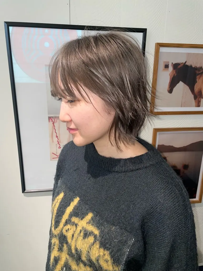 ショート カラー 透明感カラー ダブルカラー グレージュ オリーブグレージュ オリーブグレー デザインカラー★★★ Haco+shihoのヘアスタイル