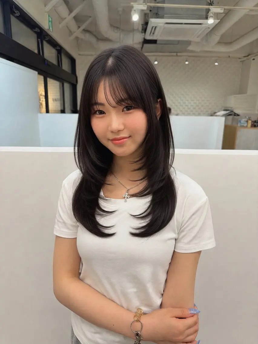 ミディアム ミディアムパーマ レイヤーカット 縮毛矯正 京谷 日向のヘアスタイル