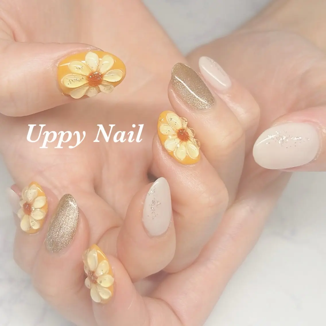ネイル フラワーネイル ぷっくりネイル ハンドネイル Uppy Nail ukyoのネイルデザイン