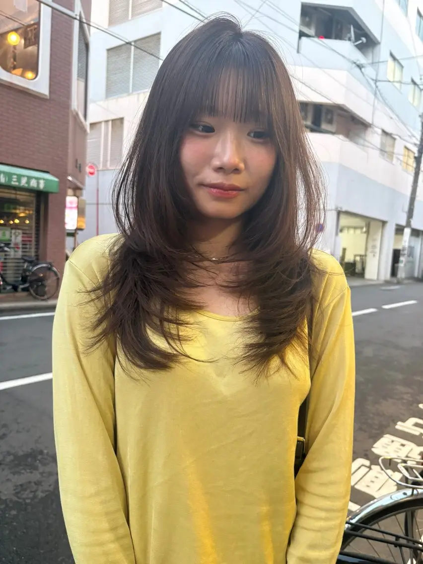カラー ブリーチ カット ヘアカラー トリートメント 透明感カラー/海外風 レイヤー/mao🗽のヘアスタイル
