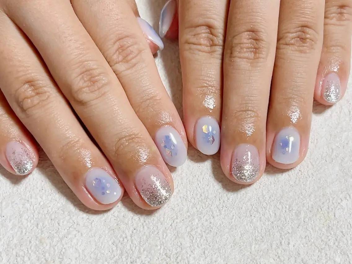 ネイル チークネイル ジェルネイル キラキラネイル メンズネイル パラジェル kiki nail たまプラーザのネイルデザイン