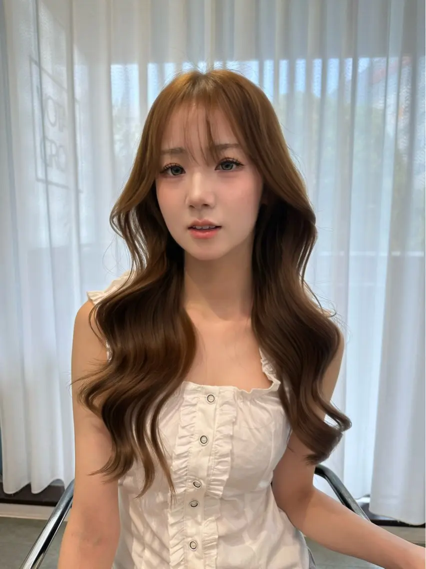ロング カラー ベージュカラー ブラウンカラー 透明感カラー くすみブラウン 韓国風カラー カット ヘアカラー もも/透明感/ 暖色カラー/韓国ヘアのヘアスタイル