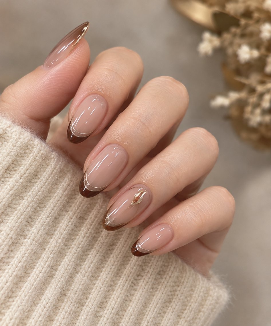 ネイル ブルー ブラウン ドット 長さ出し フットネイル ハンドネイル 🎀🎀YooLi Nail Salonのネイルデザイン
