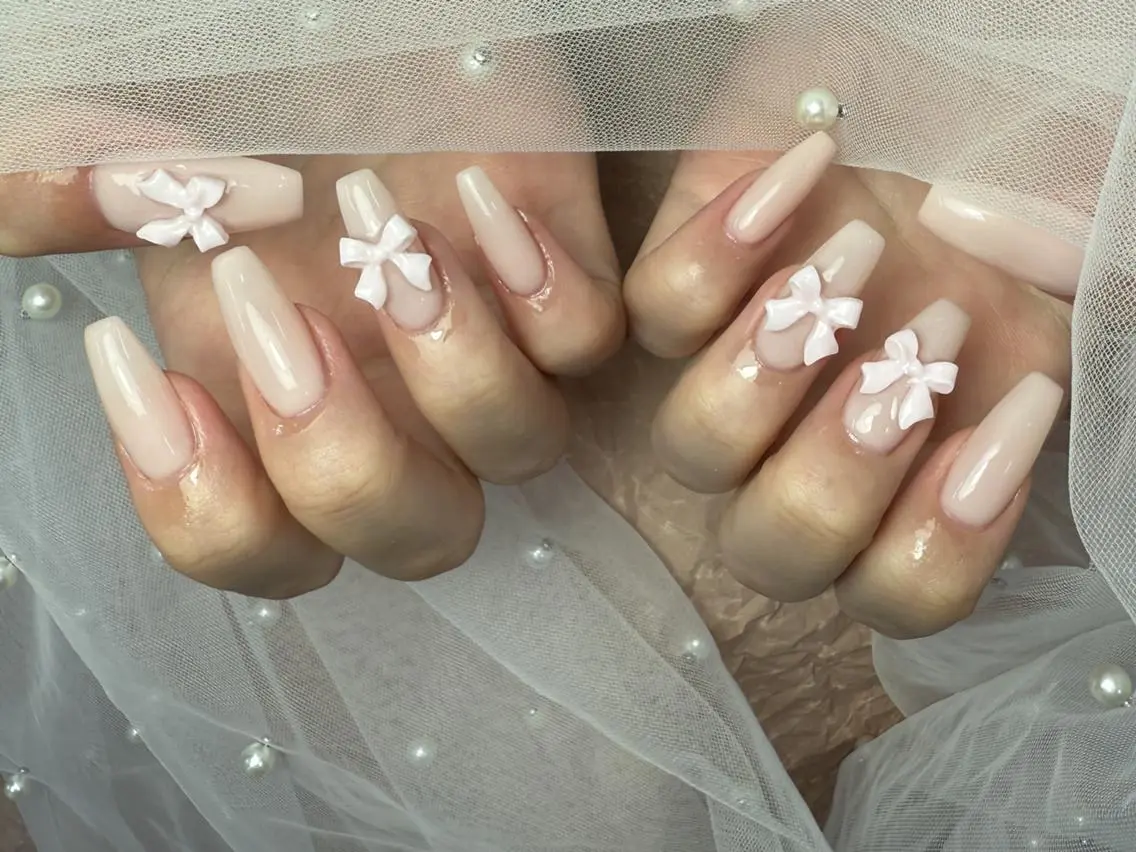 ネイル ピンク リボン ハンドネイル ToliyDeliy Nail Salonのネイルデザイン