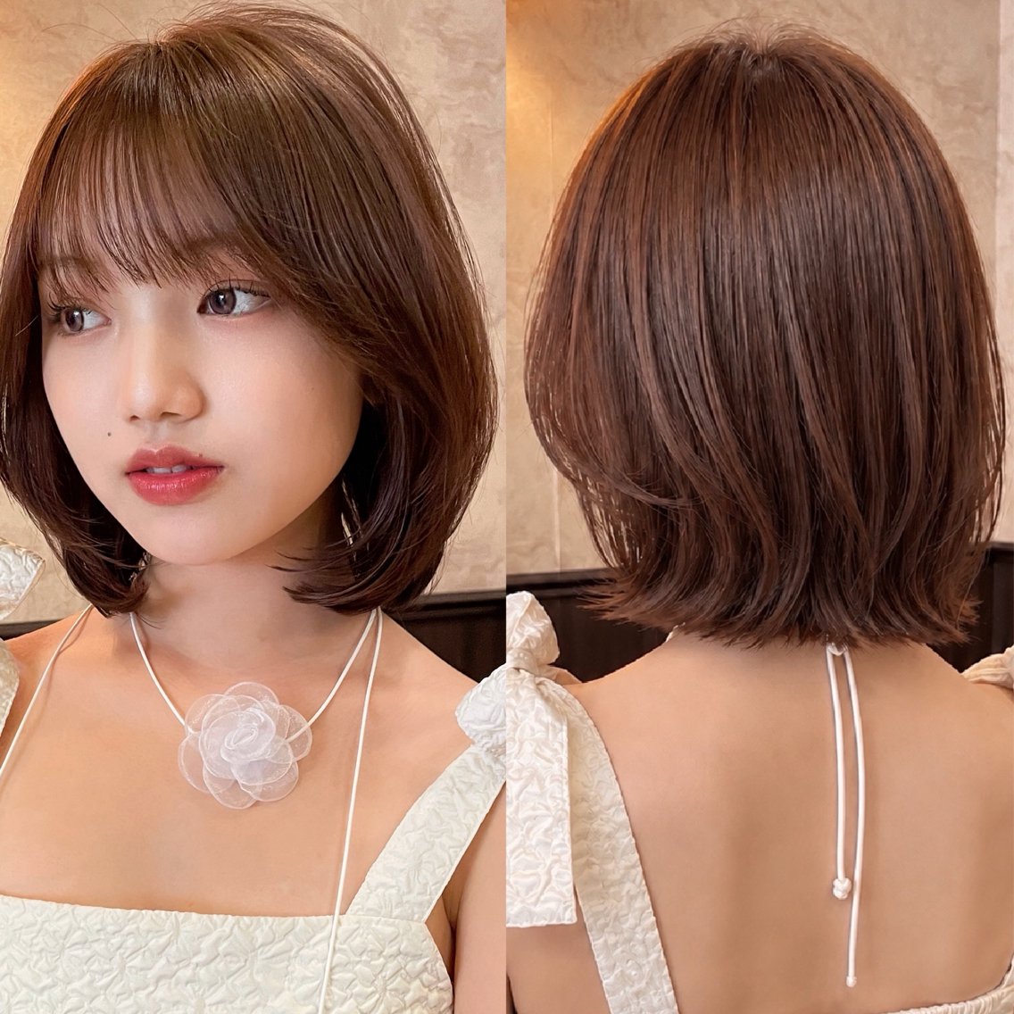 ミディアム ボブ 韓国風ヘア 小顔カット カット ヘアカラー トリートメント 💖ボブ/縮毛矯正/ 艶髪/みそら💖のヘアスタイル