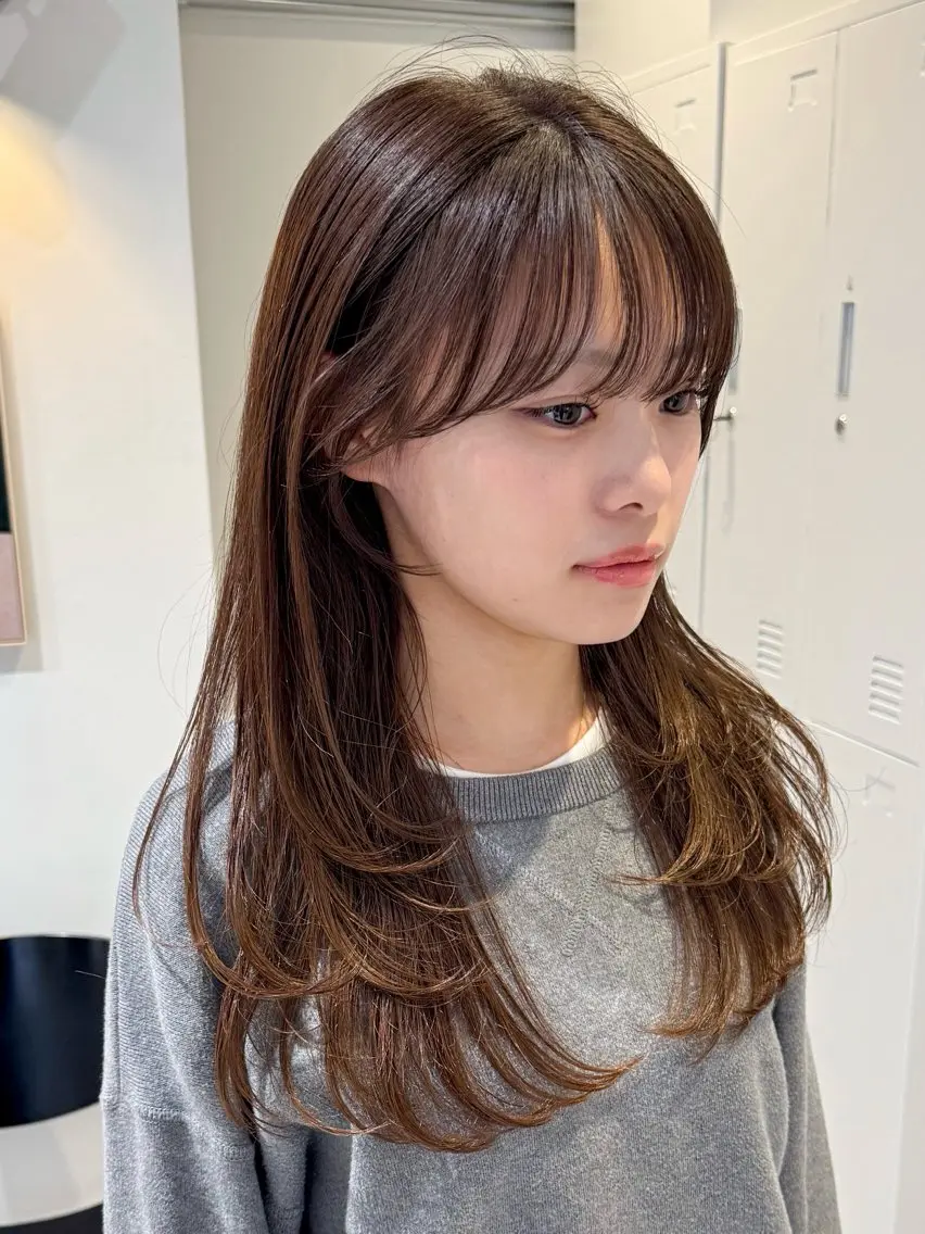セミロング カラー レイヤーカット 小顔カット レイヤーカット 鈴木駿介のヘアスタイル