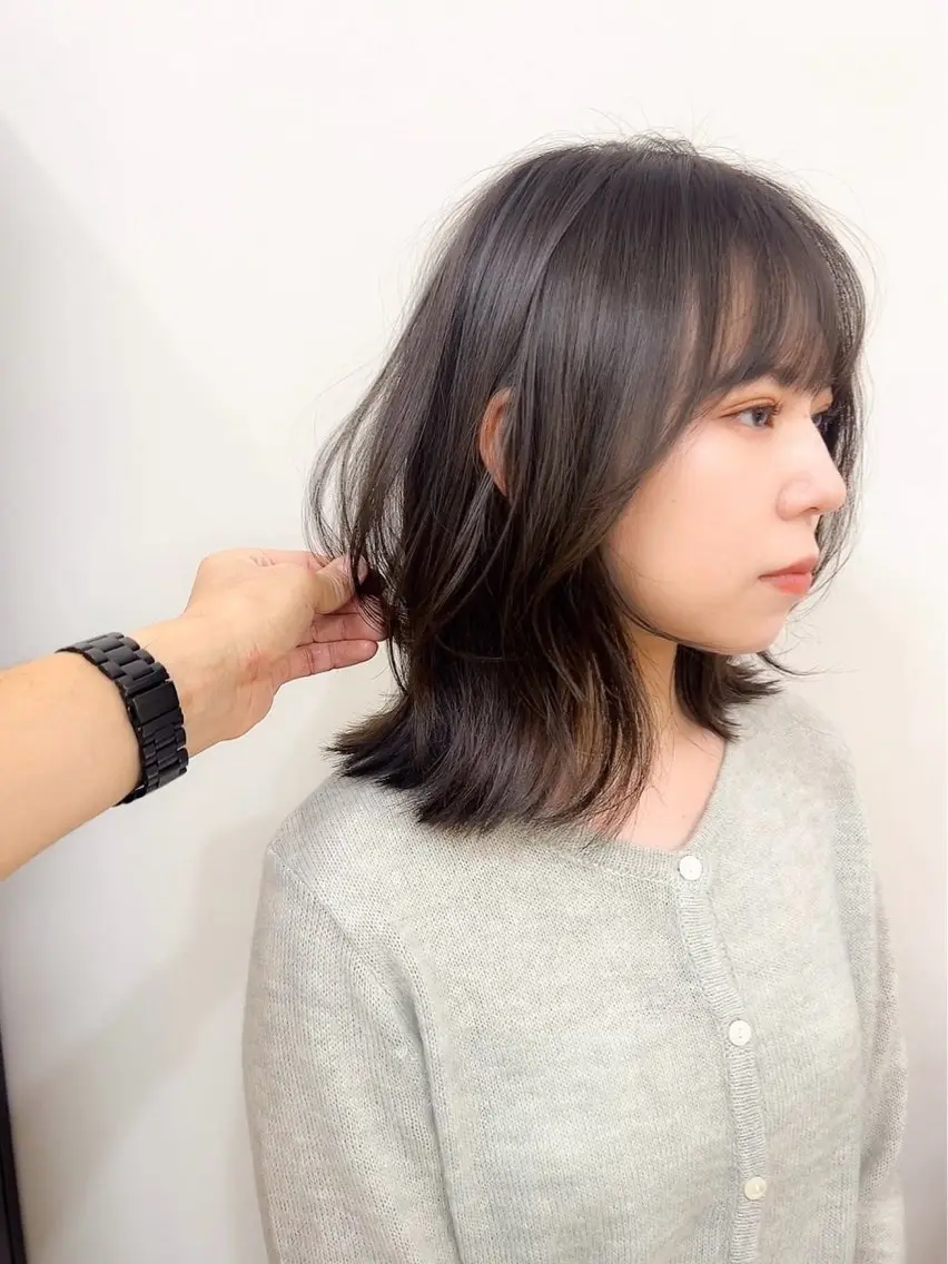 ミディアム カラー パーマ カット レイヤー/髪質改善 デジパ/tenderのヘアスタイル
