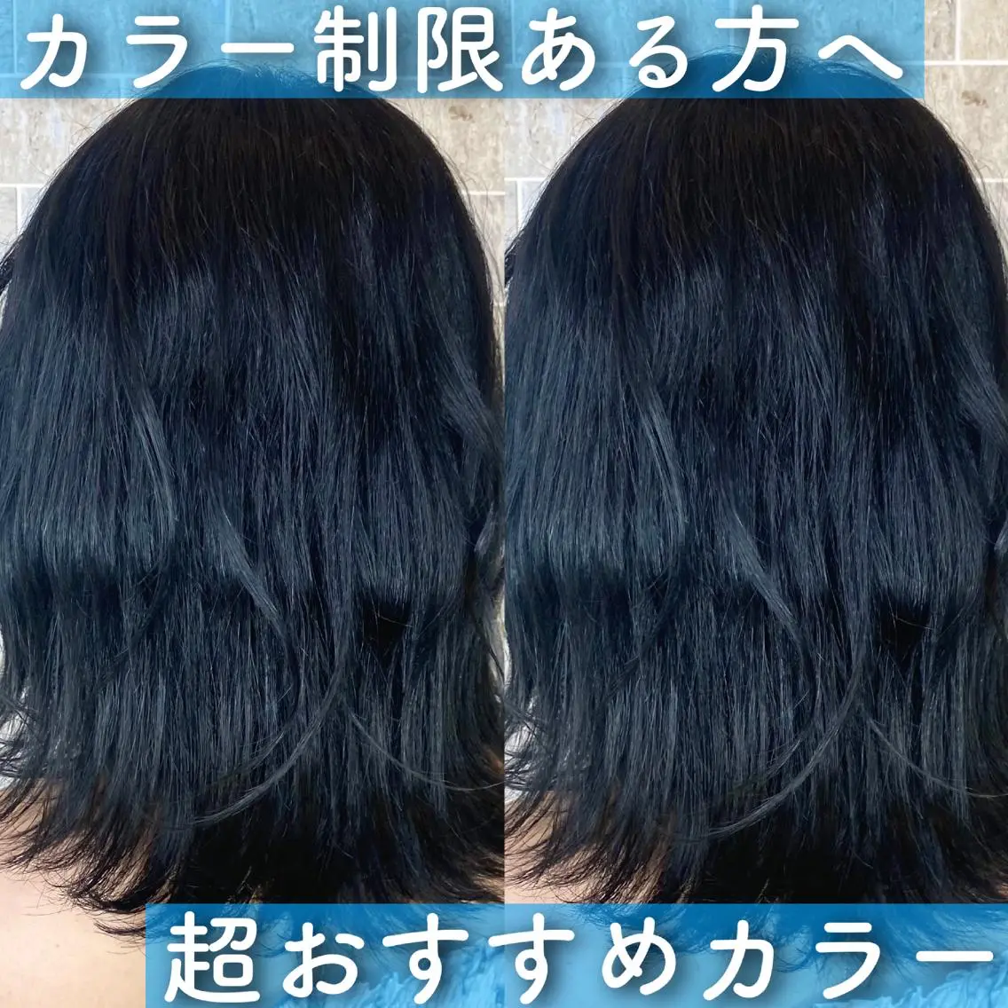 ミディアム カラー 黒髪 ブルーカラー ブルーブラック 小嶋 秀明/ 本物の髪質改善⭐️のヘアスタイル